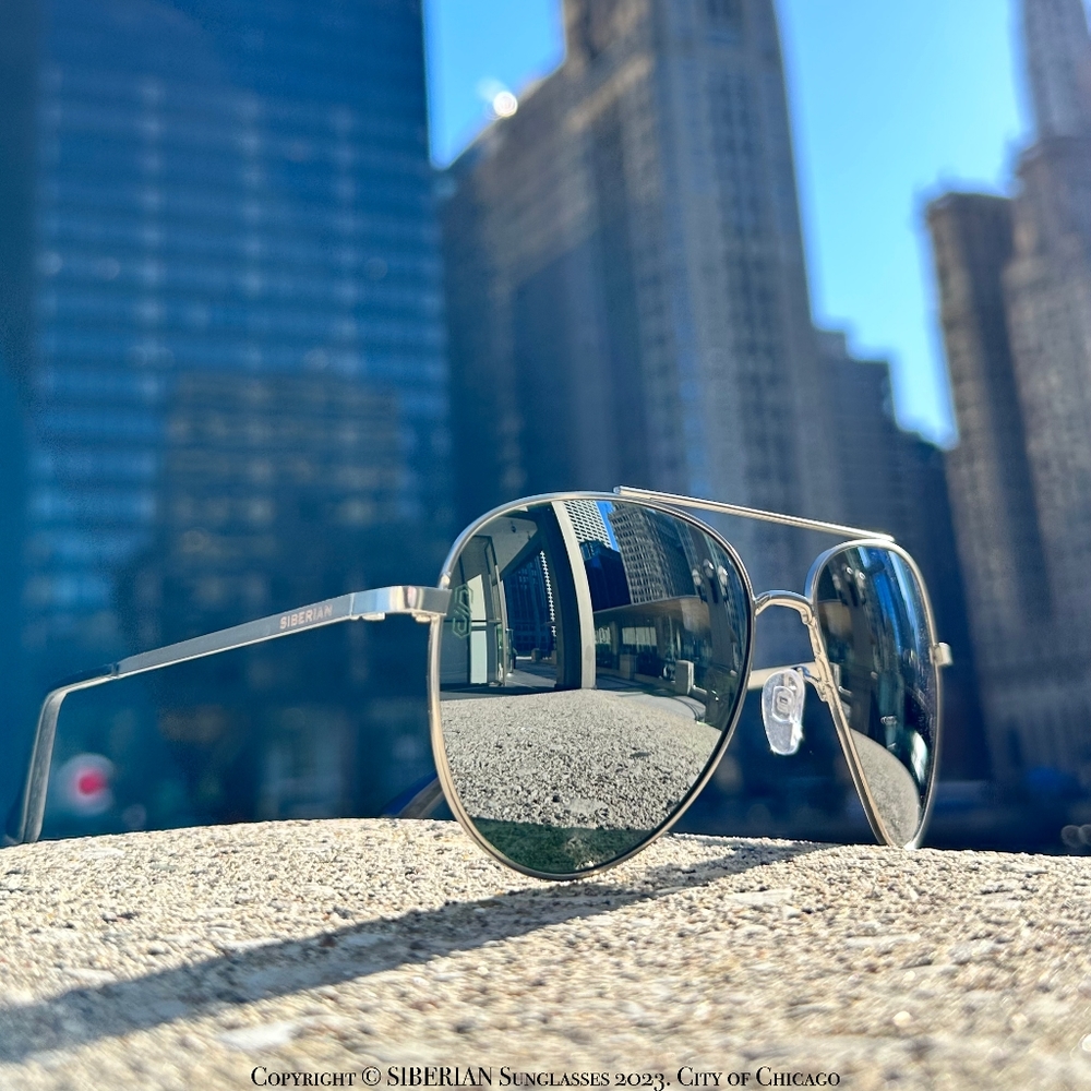 SIBERIAN Real Glass SILVER Flash Mirror Premium Aviator Sunglasses Unisex 60mm
